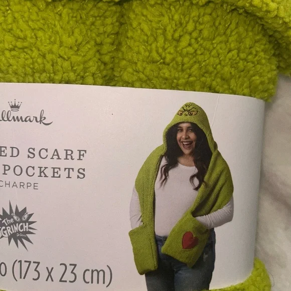 Hallmark Grinch Hooded Scarf with Pockets - Picture 2 of 5